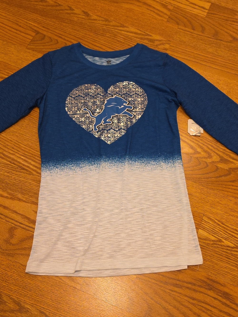 Girls' Long-Sleeve Blue & White Heart Graphic Tee - NFL Team L (10/12)